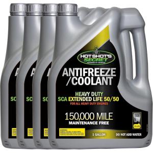 imageHot Shots Secret 150000 Mile 5050 Prediluted Yellow AntifreezeCoolant 4 Pack of 1 Gallon